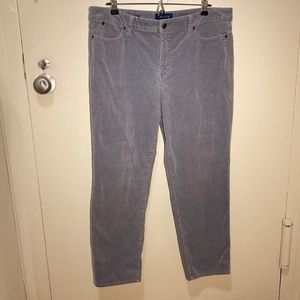 Talbots Grey Corduroy Pants Slim Ankle Curvy Fit Plus Size 14